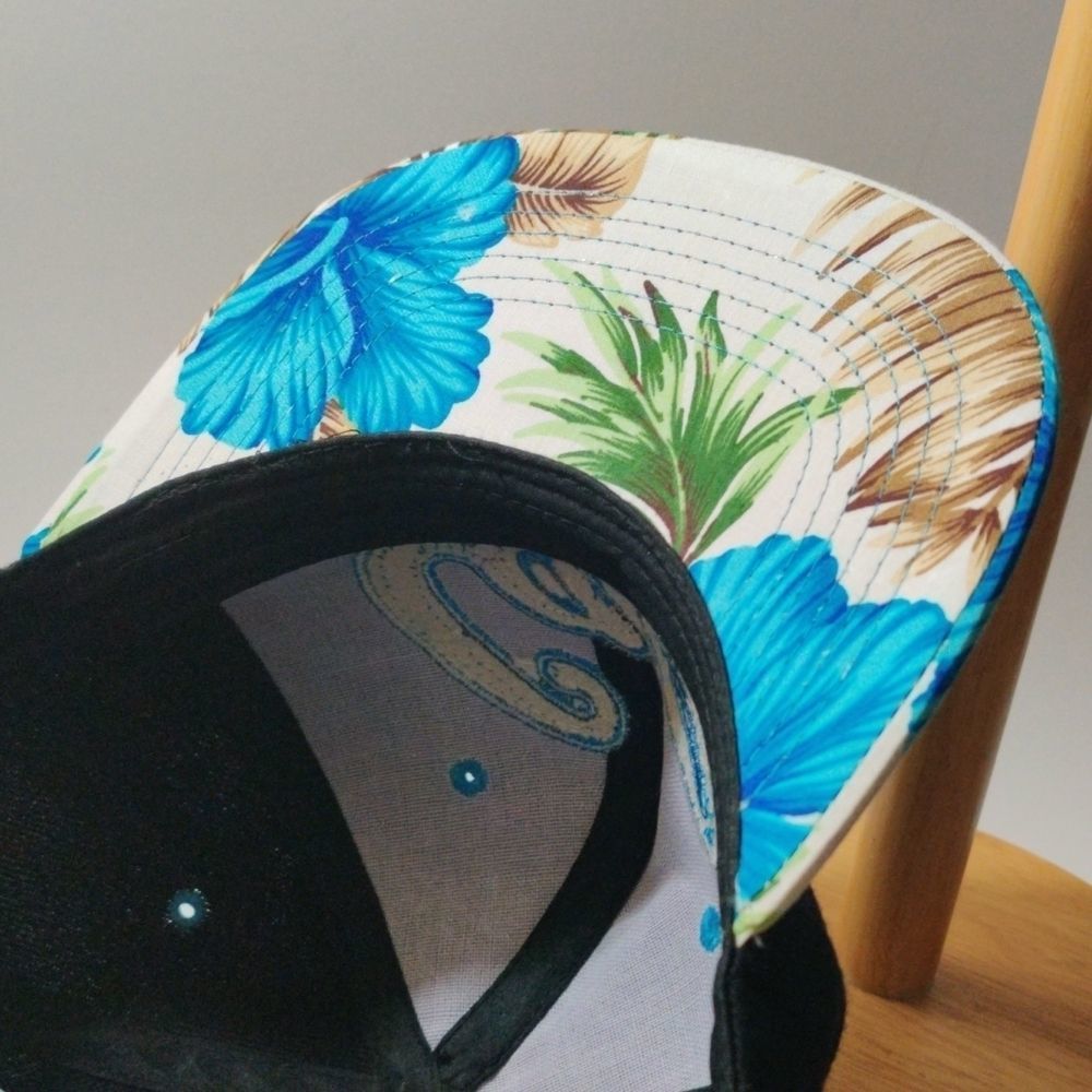 Cali Branded Blue and white Tropical Floral SnapBack Hat - Picture 9 of 11